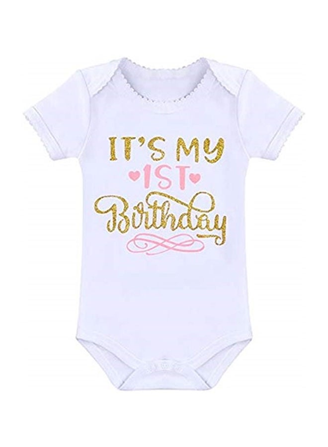 We Happy 1st Birthday Baby Girl Princess Party Costume Dress Baby Pink  - Image 2