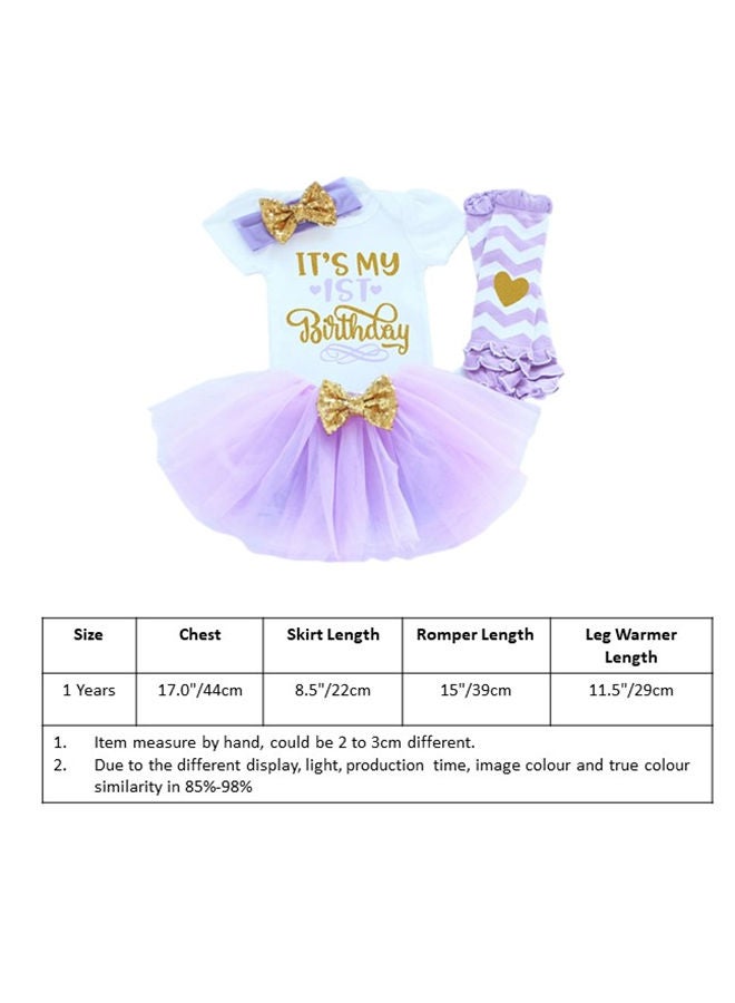 We Happy 1st Birthday Baby Girl Princess Party Costume Dress Purple  - Image 5