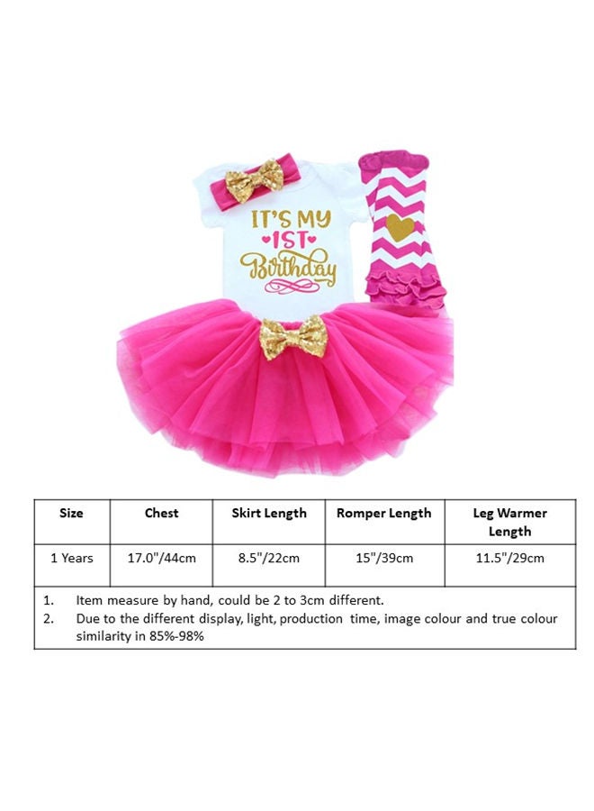 We Happy 1st Birthday Baby Girl Princess Party Costume Dress Hot Pink  - Image 5