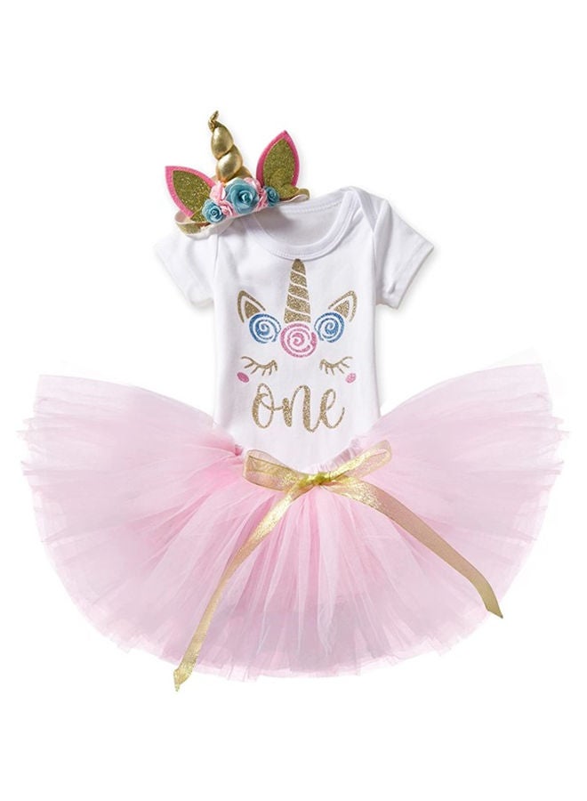 We Happy 1st Birthday Baby Girl Princess Party Costume Tutu Dress Baby Pink  - Image 2