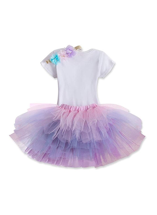 We Happy - 1st Birthday Baby Girl Princess Party Costume Unicorn Dress Purple - Image 1