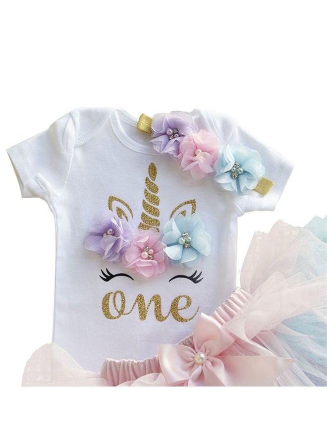We Happy - 1st Birthday Baby Girl Princess Party Costume Unicorn Dress Purple - Image 1