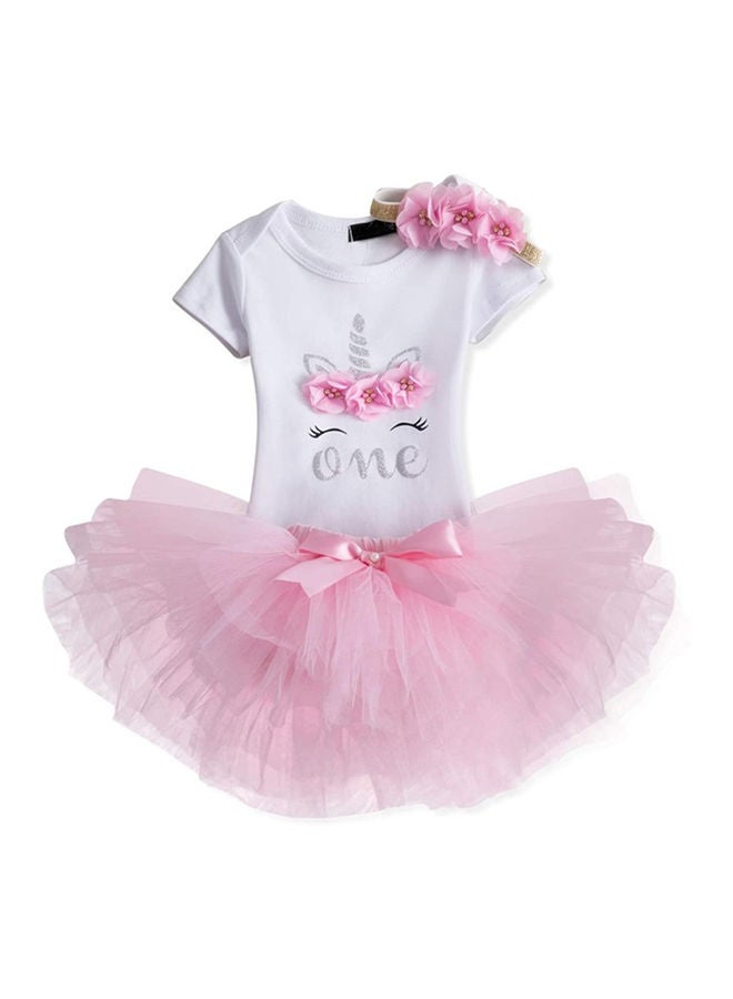 We Happy - 1st Birthday Baby Girl Princess Party Costume Unicorn Dress Pink - Image 1