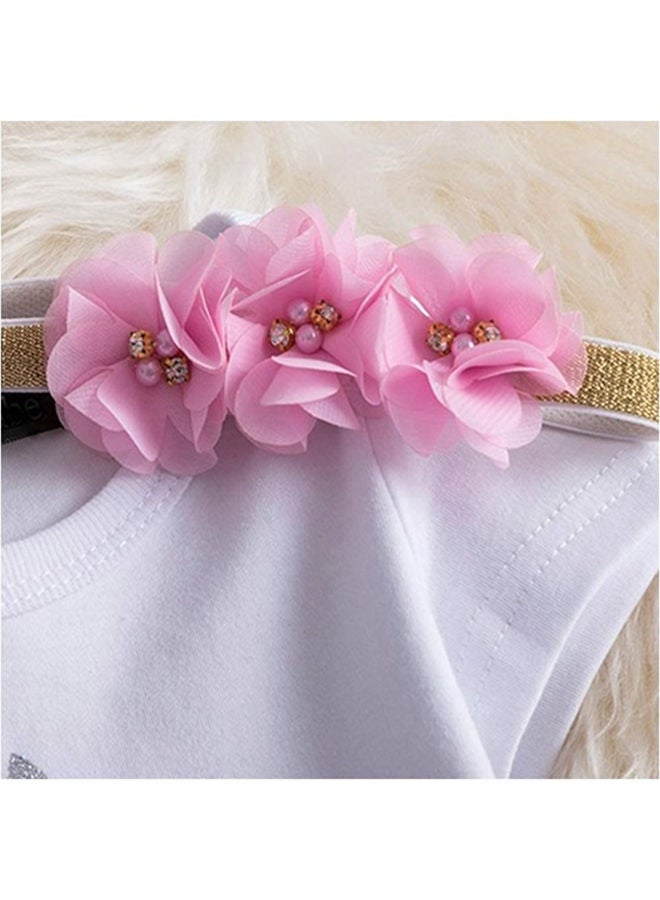 We Happy - 1st Birthday Baby Girl Princess Party Costume Unicorn Dress Pink - Image 1