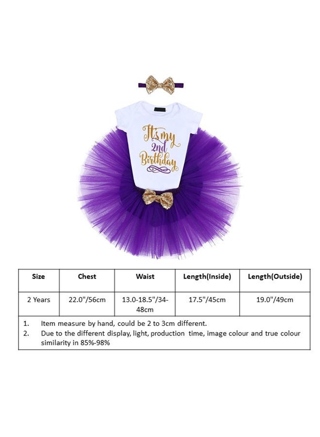 We Happy 2nd Birthday Baby Girl Princess Party Costume Dress Purple  - Image 5