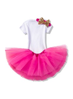 We Happy 2nd Birthday Baby Girl Princess Party Costume Dress Hot Pink  - Image 4