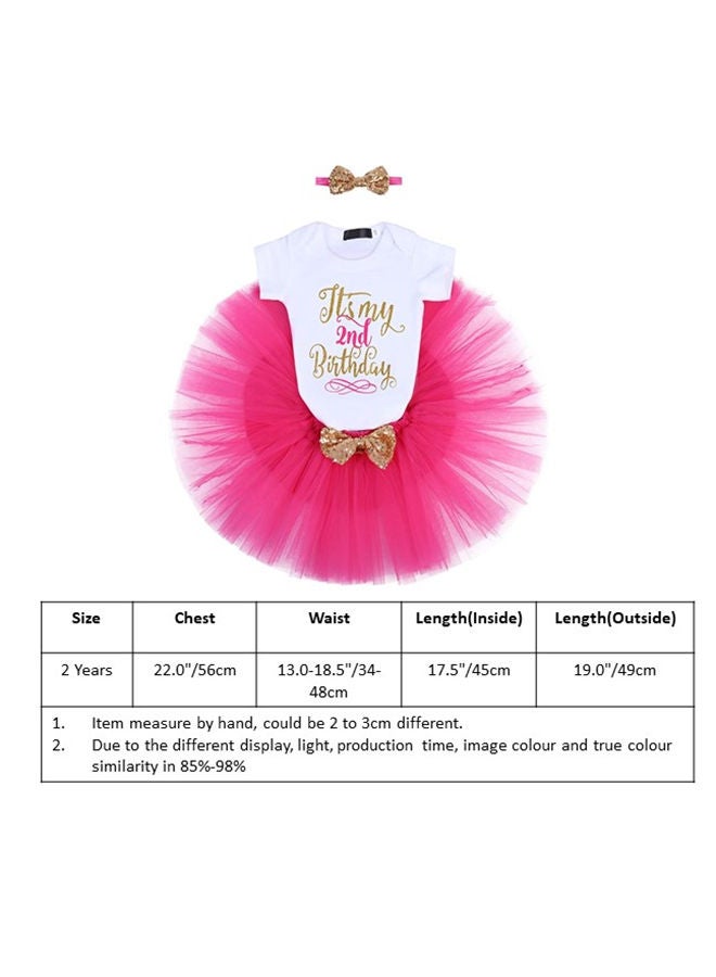 We Happy 2nd Birthday Baby Girl Princess Party Costume Dress Hot Pink  - Image 5
