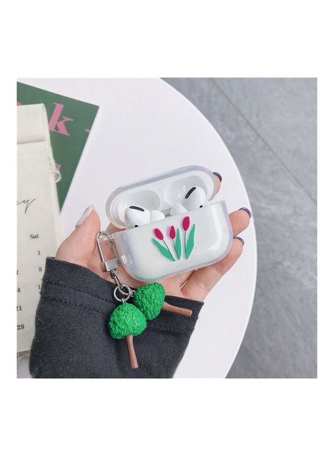 Case Cover With Designer Pendant For Apple AirPods Pro Clear/Green