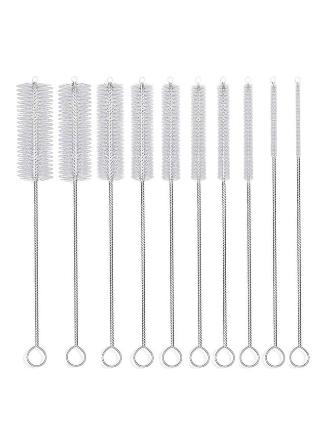 Generic 10-Piece Nylon Cleaning Bottle Brush White/Silver  - Image 1