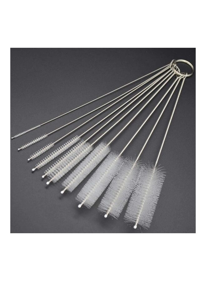 Generic 10-Piece Nylon Cleaning Bottle Brush White/Silver  - Image 2