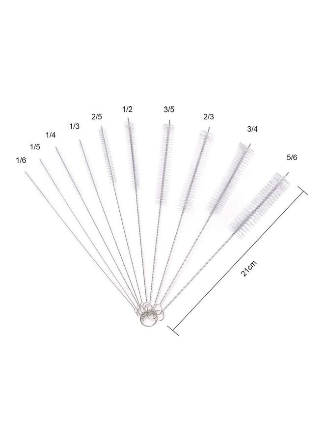 Generic 10-Piece Nylon Cleaning Bottle Brush White/Silver  - Image 3