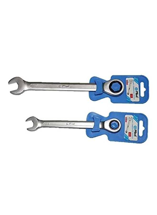 WIKA Ratchet Combination Spanner Silver/Blue - Image 1