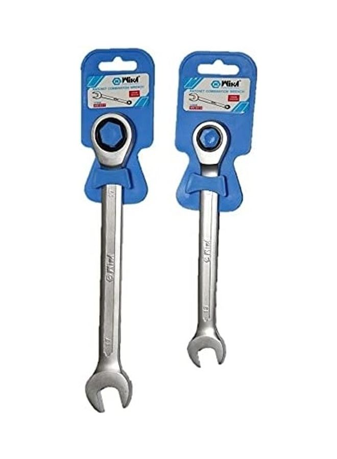 WIKA Ratchet Combination Spanner Silver/Blue - Image 2