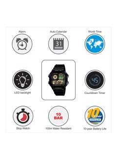 CASIO Men's Silicone Digital Wrist Watch AE-1200WH-1BDF - 45 mm - Black  - Image 4