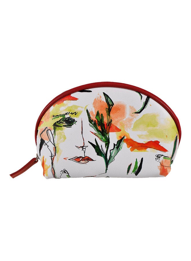 بيج ديزاين حقيبة مكياج بطبعة رسمة وجه باللون الأخضر متعدد الألوان - Image 1