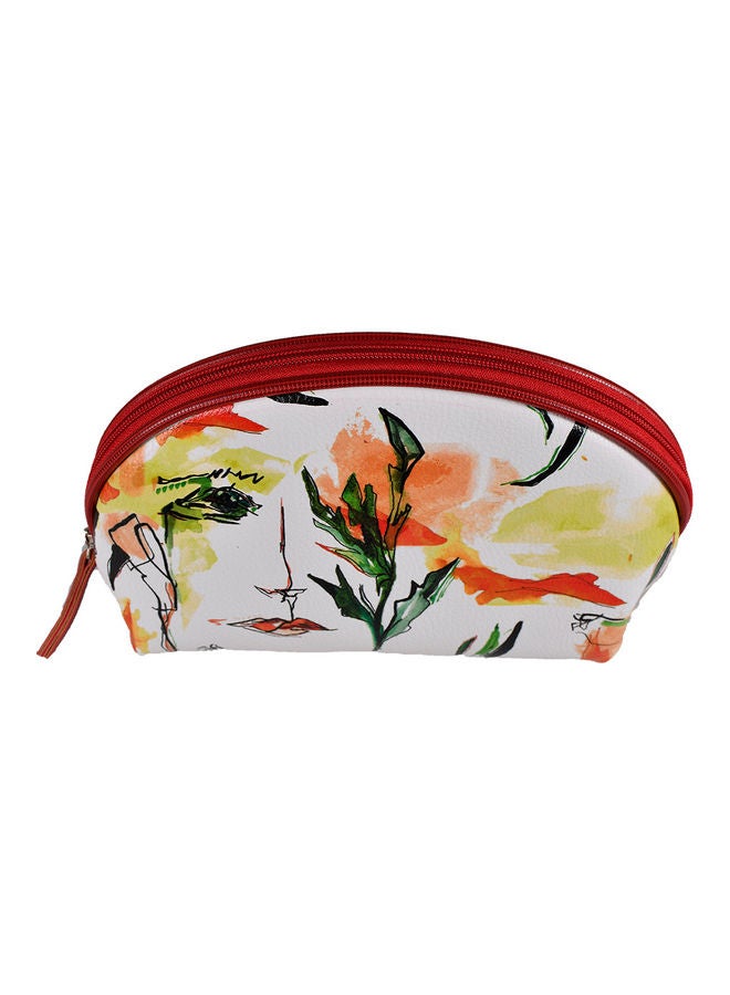 بيج ديزاين حقيبة مكياج بطبعة رسمة وجه باللون الأخضر متعدد الألوان - Image 4