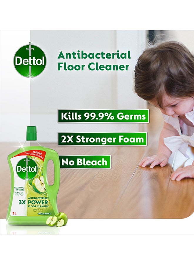 Dettol Green Apple Antibacterial Power Floor Cleaner Light Green 3Liters  - Image 2