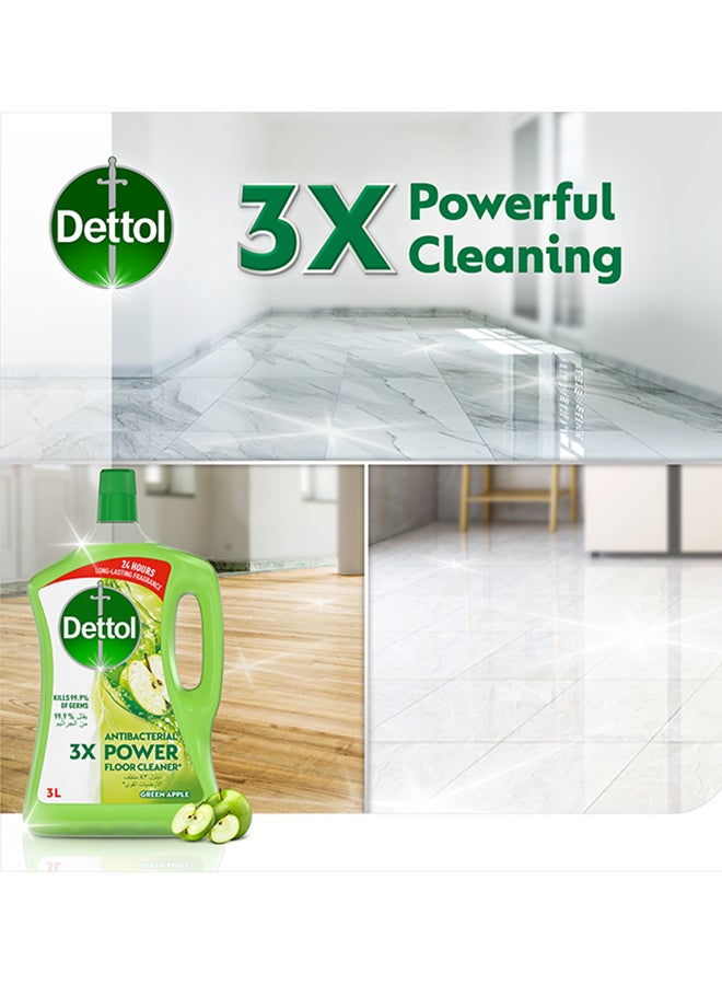 Dettol Green Apple Antibacterial Power Floor Cleaner Light Green 3Liters  - Image 3