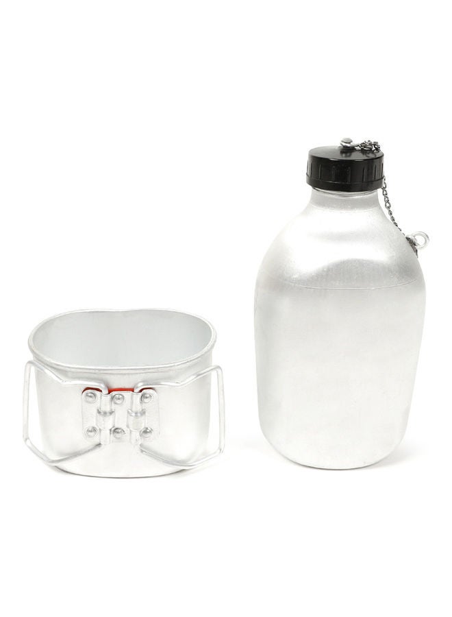 3-Piece Military Canteen Cup Set With Cover Bag Silver/Green 23x9.50x13.50cm - Image 2