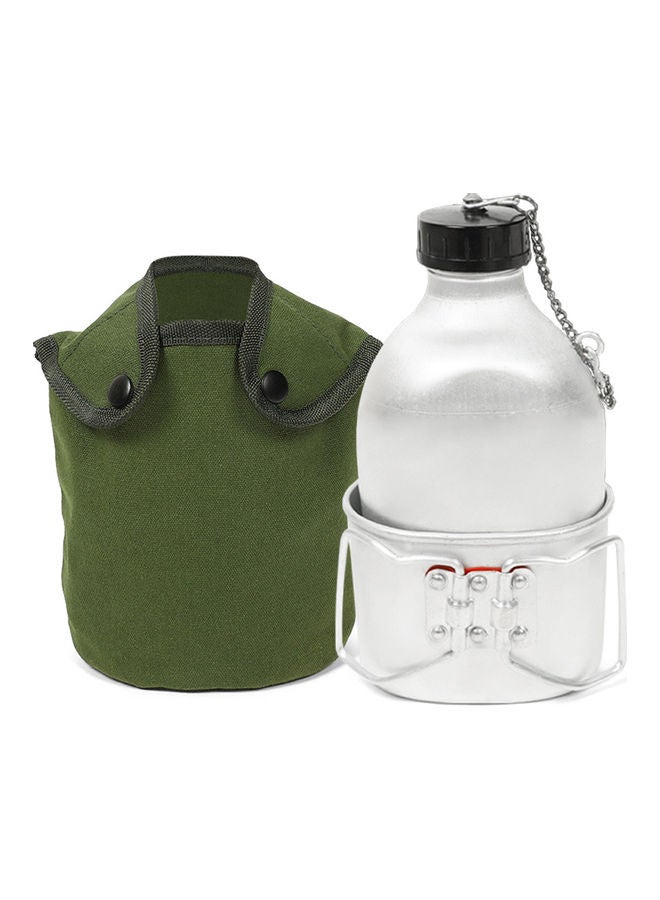 3-Piece Military Canteen Cup Set With Cover Bag Silver/Green 23x9.50x13.50cm - Image 4