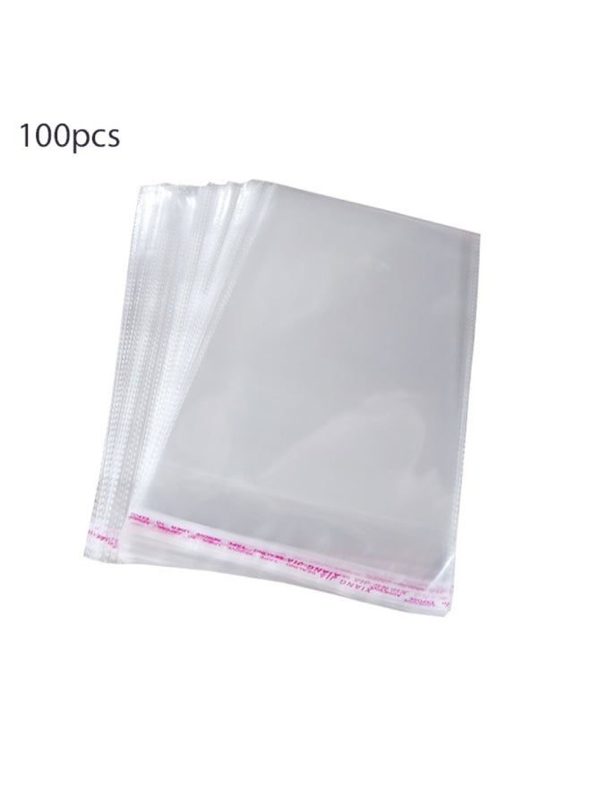 100-Piece Transparent Self Adhesive Sealed Plastic Bag Clear 
