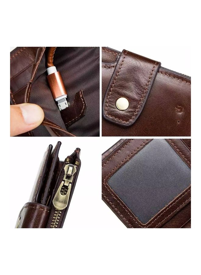 Aldebran - Mens Anti Theft Smart Leather Wallet Coffee Brown - Image 1