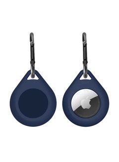 Silicone Sleeve Case Cover With Key Chain  For Apple AirTag Dark Blue