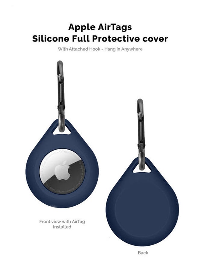 INEIX - Silicone Sleeve Case Cover With Key Chain  For Apple AirTag Dark Blue - Image 1