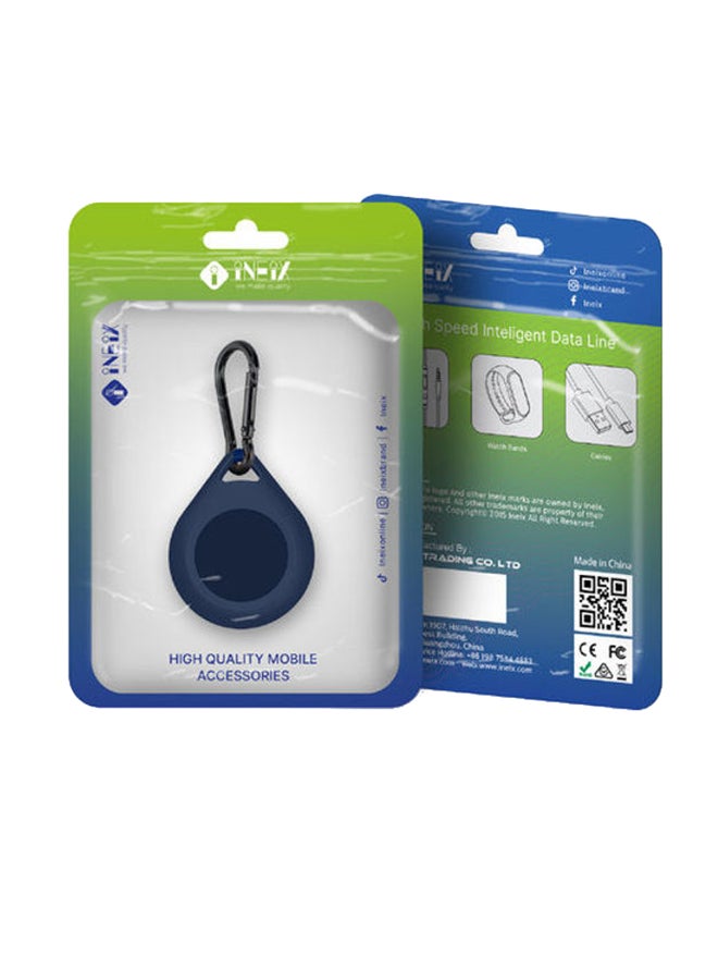 INEIX - Silicone Sleeve Case Cover With Key Chain  For Apple AirTag Dark Blue - Image 1