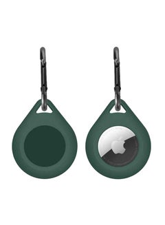 Silicone Sleeve Case Cover With Key Chain  For Apple AirTag Military Green