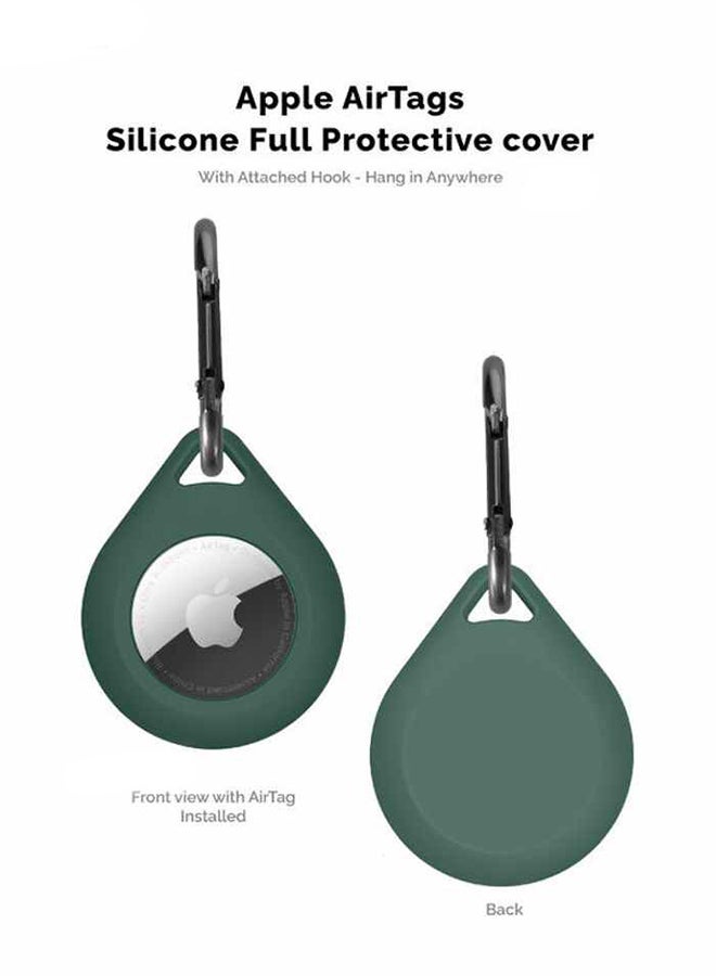 INEIX - Silicone Sleeve Case Cover With Key Chain  For Apple AirTag Military Green - Image 1