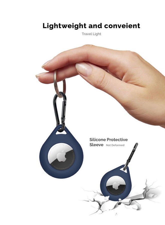 INEIX - Silicone Sleeve Case Cover With Key Chain  For Apple AirTag Dark Blue - Image 1