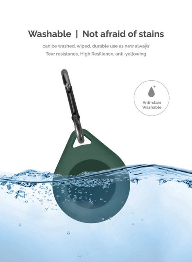 INEIX - Silicone Sleeve Case Cover With Key Chain  For Apple AirTag Military Green - Image 1