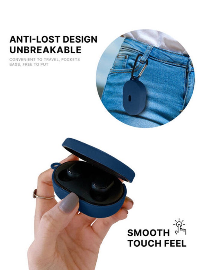 INEIX - Soft Silicone Case Cover For Xiaomi Mi AirDots Dark Blue - Image 1