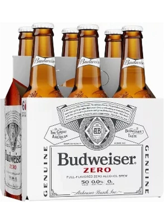 Budweiser - Zero Bottle Alcohol Free 330ml Pack of 6 - Image 1
