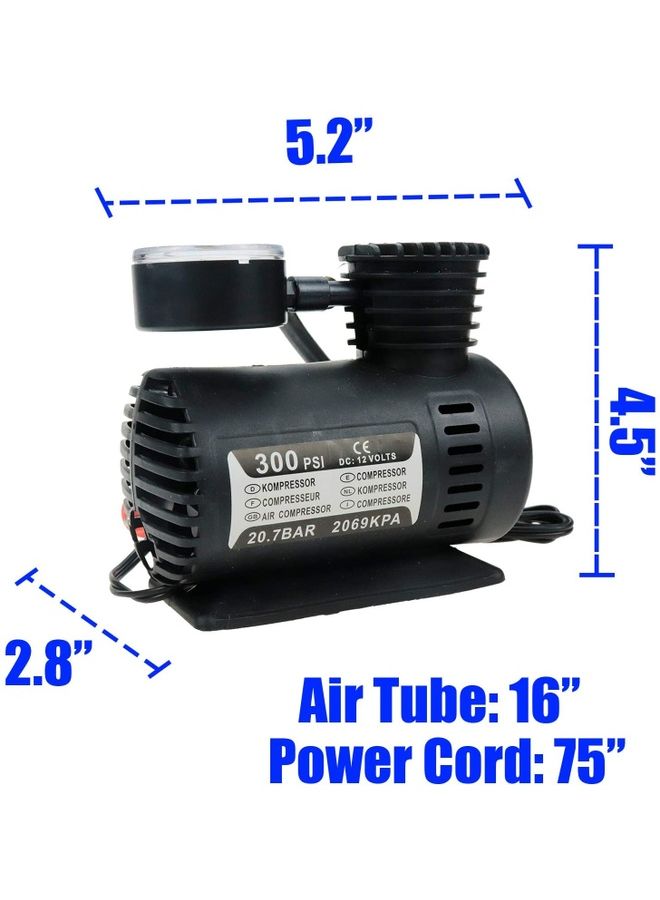 Portable Air Compressor Tire Inflator With Gauge