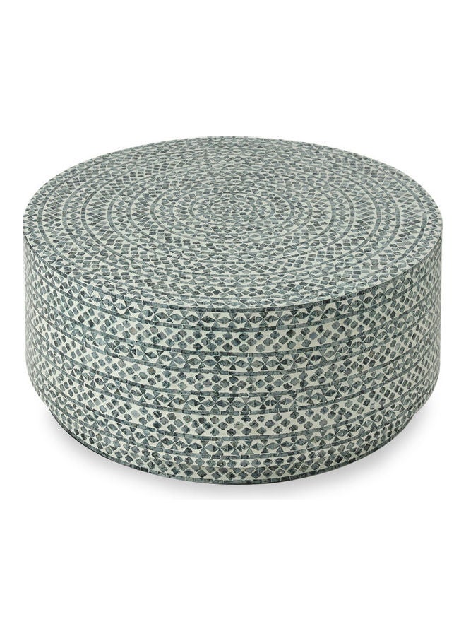 homes r us - Simplistic Style Wooden Mersin Round Coffee Table Grey 100 x 100 x 45cm - Image 1