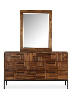 Saigon Dresser | Dressing Table | Vanity Table | Makeup Table With Mirror 6 Drawer 150 x 45 x 85 cm Brown