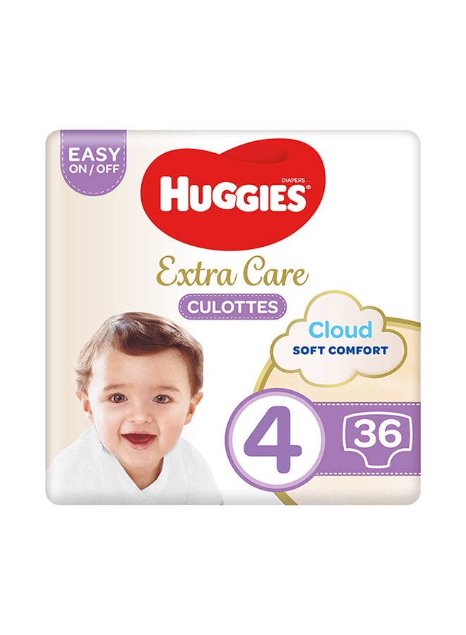 Huggies - Extra Care Baby Pants Diapers, Size 4, 9 - 14 Kg, 36 Count - Easy On/Off, Cloud Soft Comfort - Image 1