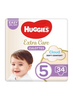 Huggies Extra Care Baby Pants Diapers, Size 5, 12 - 17 Kg, 34 Count - Easy On/Off, Cloud Soft Comfort  - Image 1