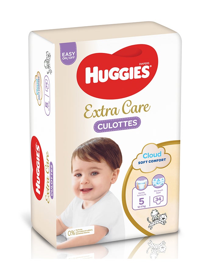 Huggies Extra Care Baby Pants Diapers, Size 5, 12 - 17 Kg, 34 Count - Easy On/Off, Cloud Soft Comfort  - Image 2