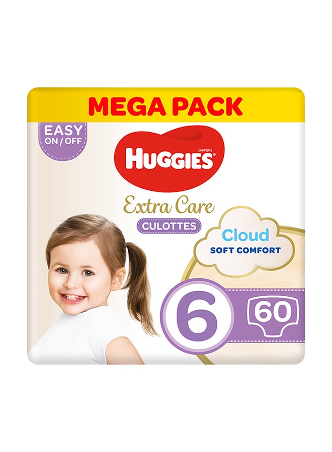 Huggies Extra Care Baby Pants Diapers, Size 6, 15 - 25 Kg, 60 Count (30 x 2) - Mega Pack, Cloud Soft Comfort, Dry Touch Layer  - Image 1