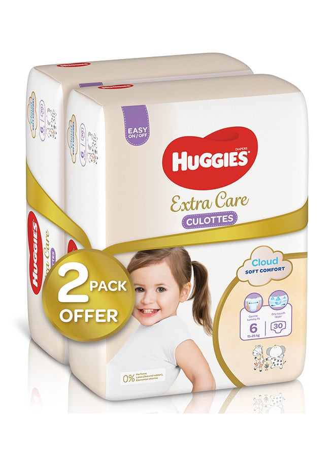 Huggies Extra Care Baby Pants Diapers, Size 6, 15 - 25 Kg, 60 Count (30 x 2) - Mega Pack, Cloud Soft Comfort, Dry Touch Layer  - Image 2