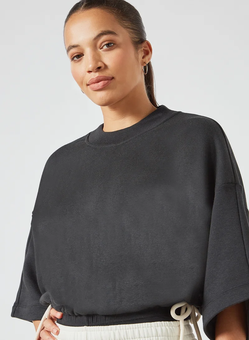 Adidas Studio Lounge Fleece Top Black