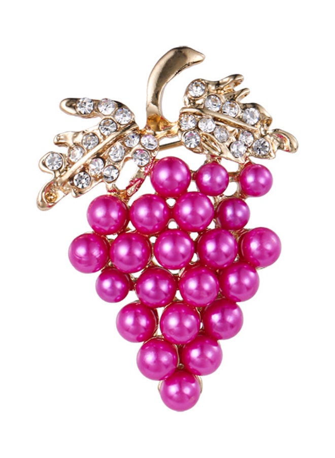 جاي.جاي هاند ميد بروش بتصميم عصري لطيف على شكل عنب مرصع باللؤلؤ - Image 1