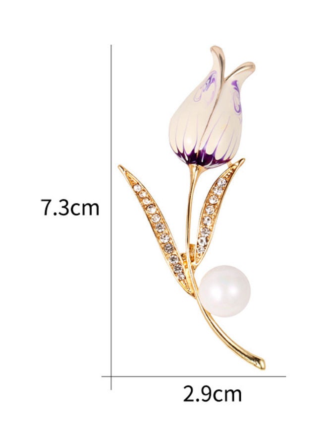 J.J Hand made - Rose Flower Rhinestone Brooch - Image 1