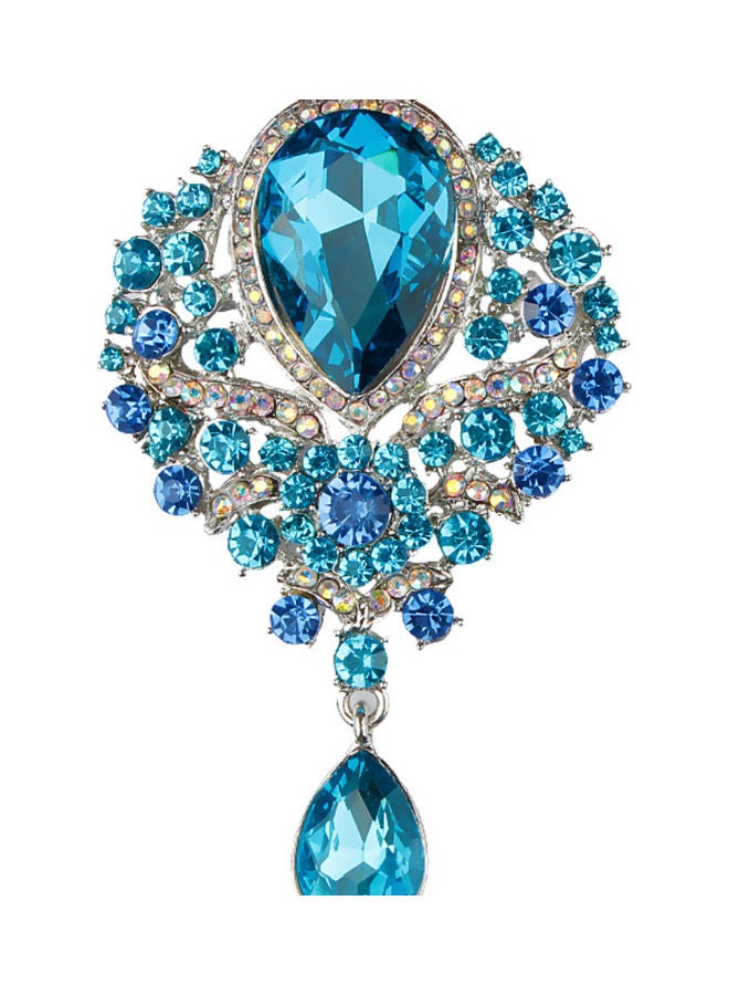 J.J Hand made Crystal Pendant Brooch - Image 1