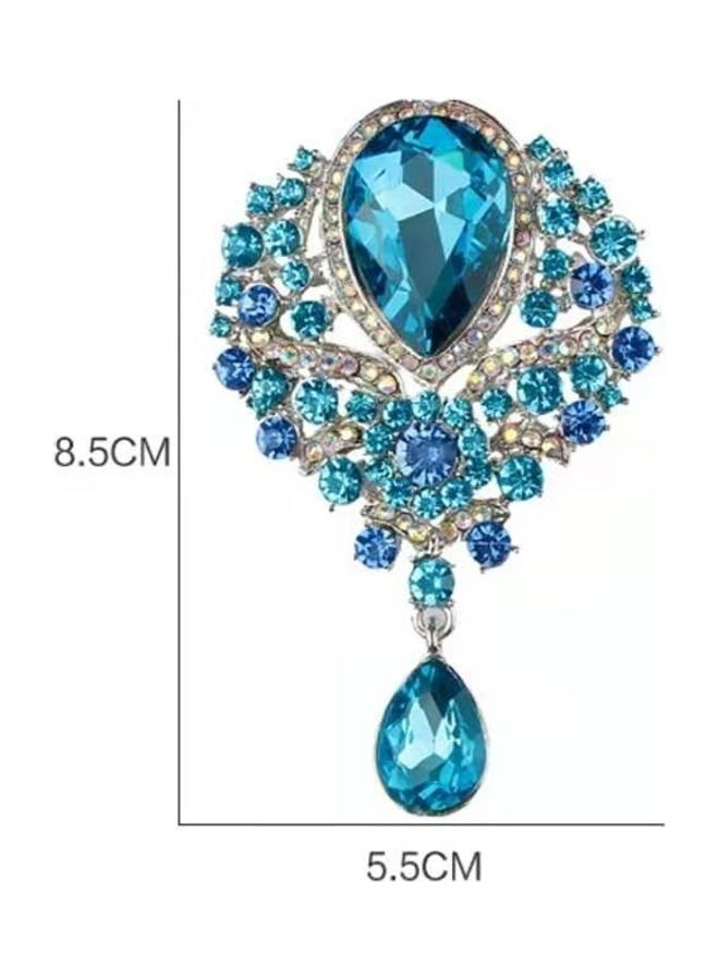 J.J Hand made Crystal Pendant Brooch - Image 2