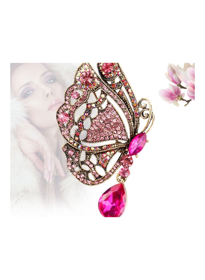 J.J Hand made Crystal Pendant Brooch - Image 3