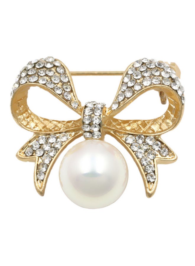 J.J Hand made Creative Design Bow Pearl Brooch - Image 1